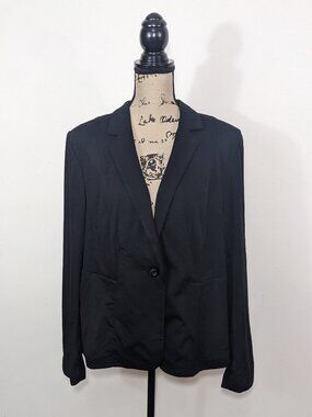 NWT Lane Bryant Ponte Women Blazer 16 Black Business Casual Button Long Sleeve
